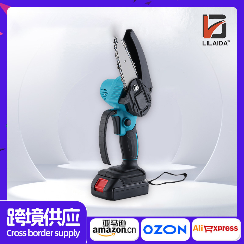 跨境多功能电链锯外贸便携式6寸家用锂电迷你锯园林木工修枝锯