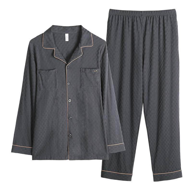 100% pijamas de algodón de los hombres de primavera y otoño de manga larga más el tamaño flojo otoño homewear traje de los hombres