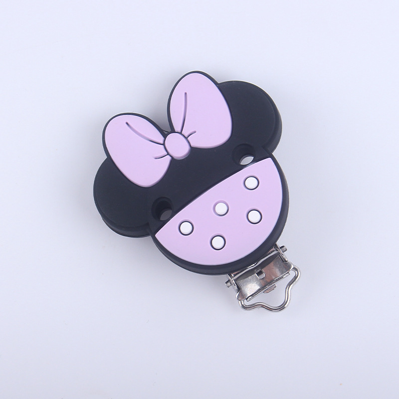 Nuevo bebé suministros de dibujos animados de silicona animal chupete clip calmante bebé chupete de silicona anti-gota clip de cadena