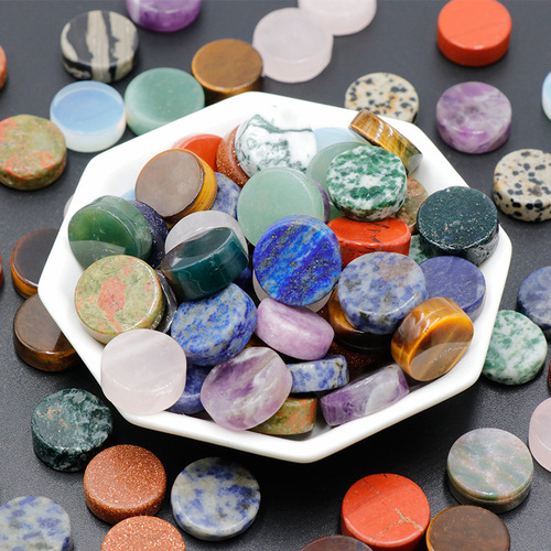 Natural crystal agate stone 16~20mm button round slabs rough stone DIY accessories small decor wholesale ancient style