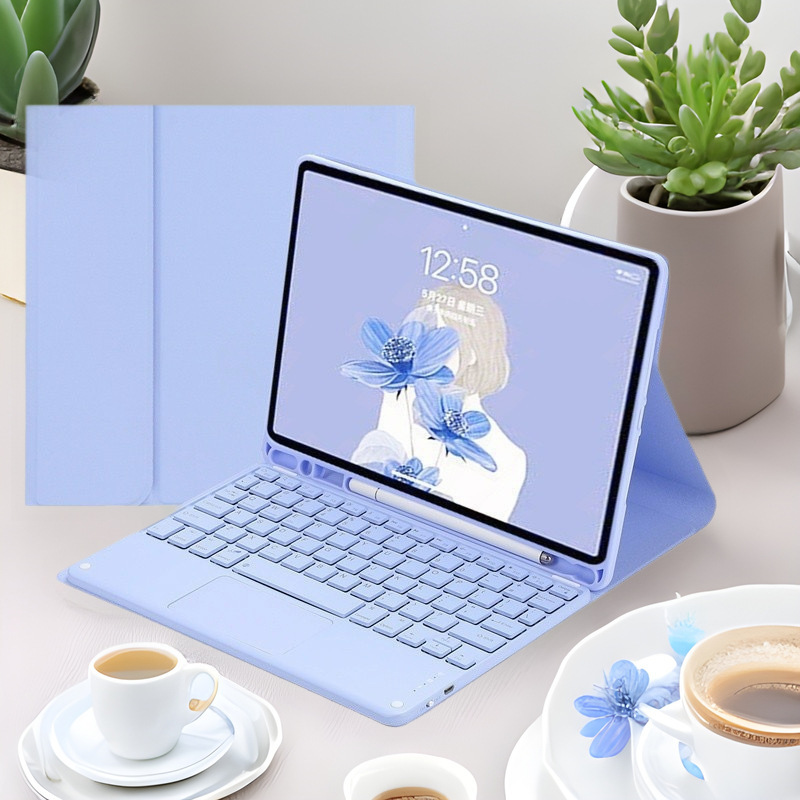 Suitable for Samsung S9+ Protective Case Full Background Color Square Key Touch Magnetic Suction with Pen Slot Detachable Bluetooth Keyboard Leather Case