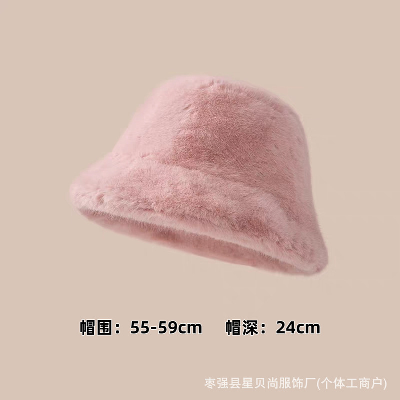 漁師帽女性用越境卸売人気商品イミテーションミンクファー大頭囲秋冬厚手保温フリース帽子|undefined