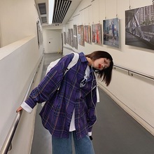 春夏新款格子防晒衣女学生韩版宽松百搭显瘦中长款衬衫上衣潮