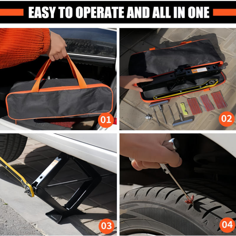 Cross-Border New Hot-Selling Car Products 0kg-Piece Universal Emergency Kit Tire Repair Tool Set
