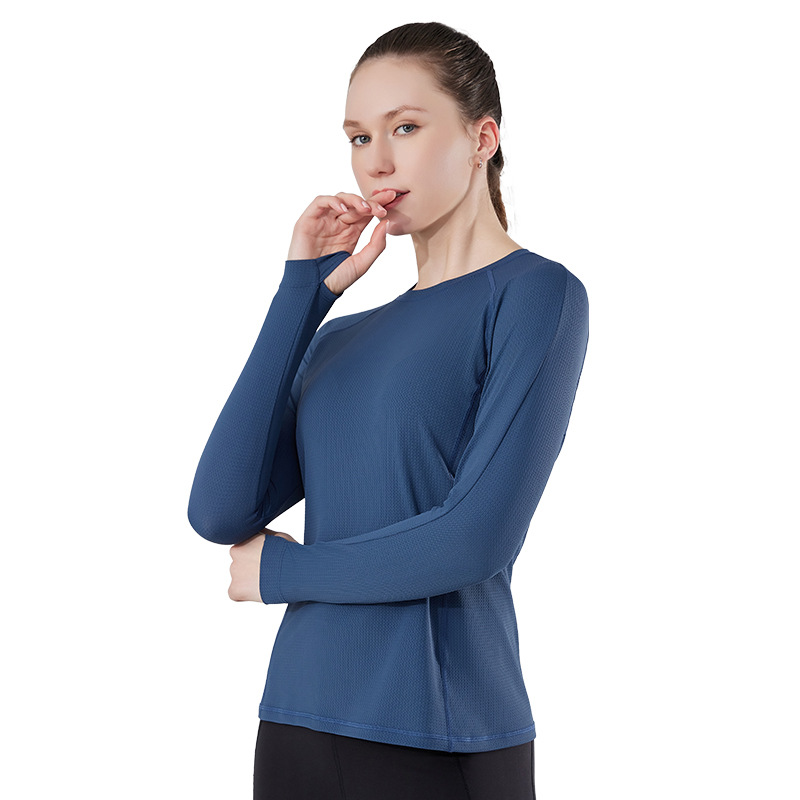 Nueva Ropa Interior Deportiva para Mujer de Otoño e Invierno, Camiseta Interior de Manga Larga de Seda Helada de Secado Rápido para Yoga, Running y Fitness al Aire Libre