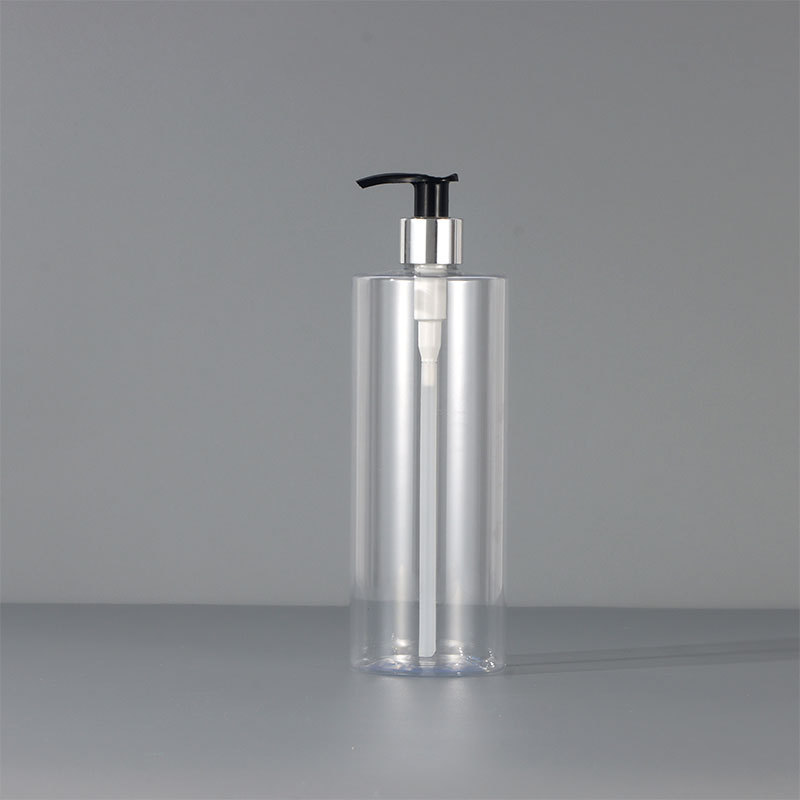 300ml; botella brillante H plata negra; pet