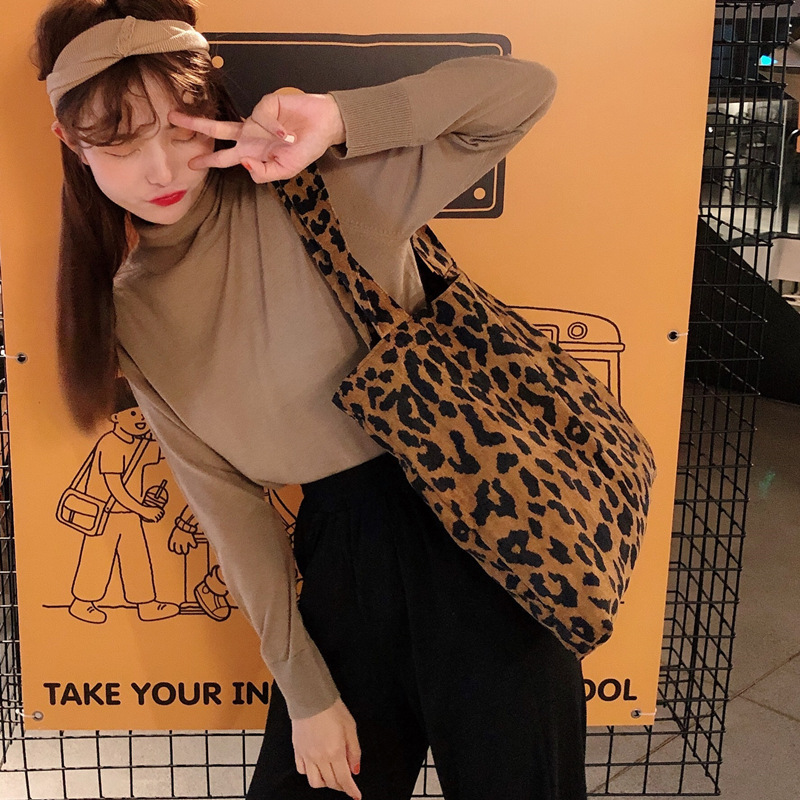 910251 ins Otoño e Invierno estampado de leopardo elegante PANA coreana solo hombro bolsa de lona bolsa de compras Bolsa De mujer fábrica al por mayor