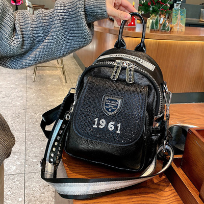 Leisure backpack 2021 new pattern fashion Rhinestone One shoulder Diagonal Little bag Soft leather multi-storey Handbag 1009