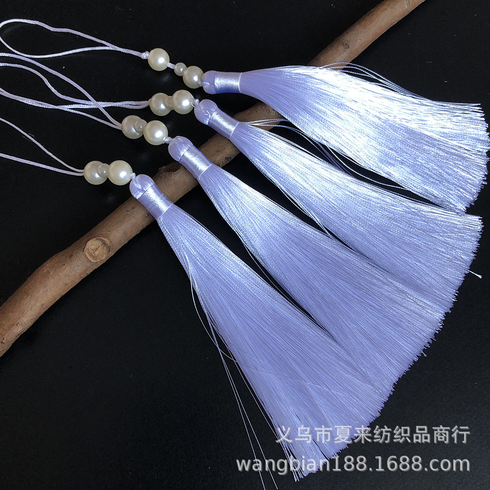 白色13cm珍珠穗子汉服旗袍童装配饰流苏压襟扇子挂穗汉服香包