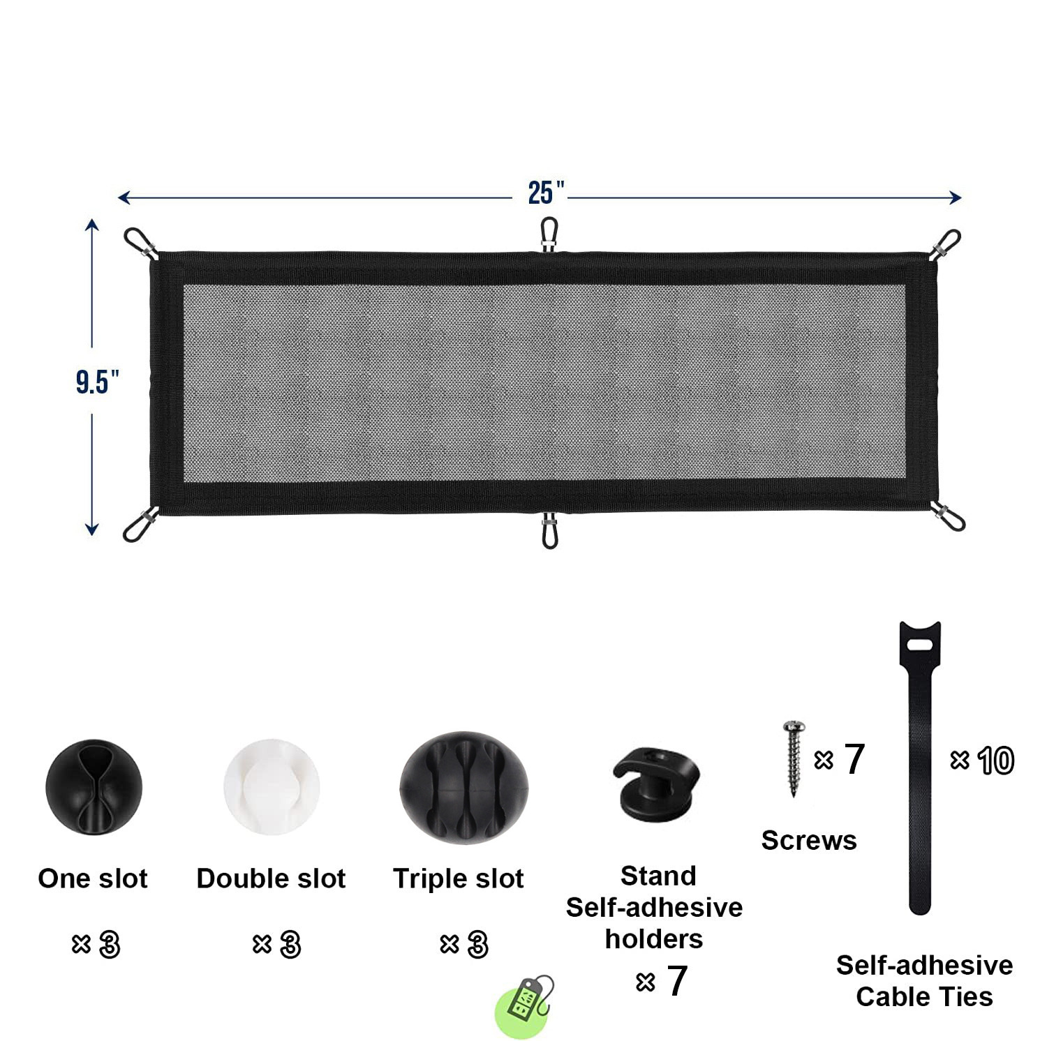 Conjunto de fondo de escritorio organizador de línea bolsa Gestor de cable bajo escritorio Red de bolsillo organizador de almacenamiento de alambre Winder