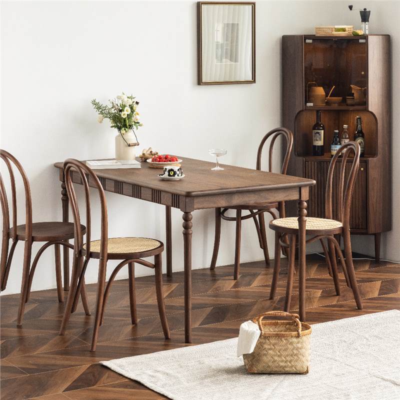 North American black walnut solid wood long table Nordic home small apartment dining table cherry wood log modern simple meal