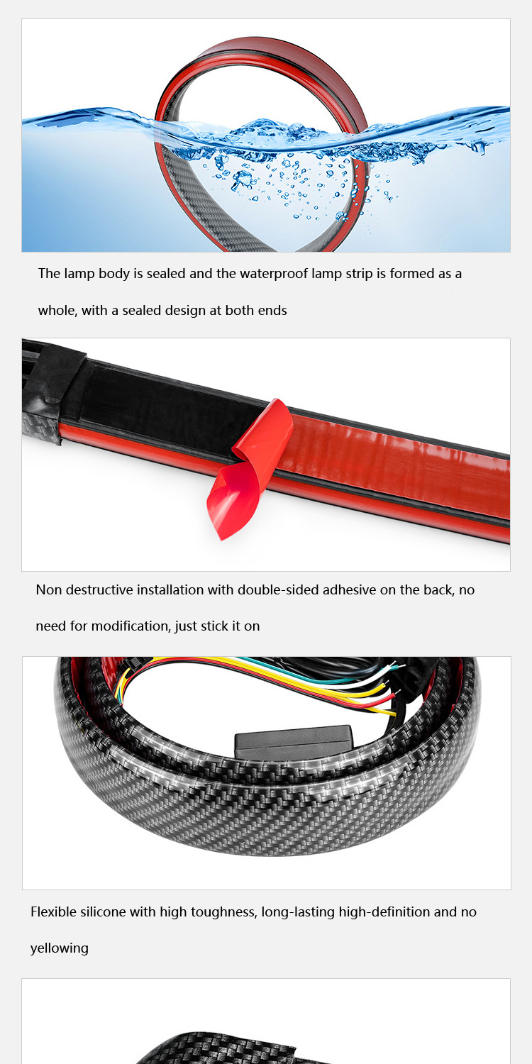New carbon fiber tail light car modified through trunk tail light LED streamer steering high position light