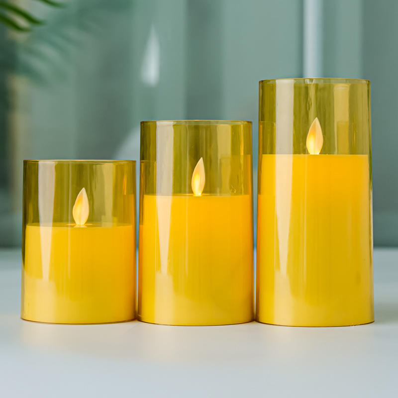 Plástico acrílico LED electrónica luz de la vela de plástico de simulación de vidrio Amazon vela caliente
