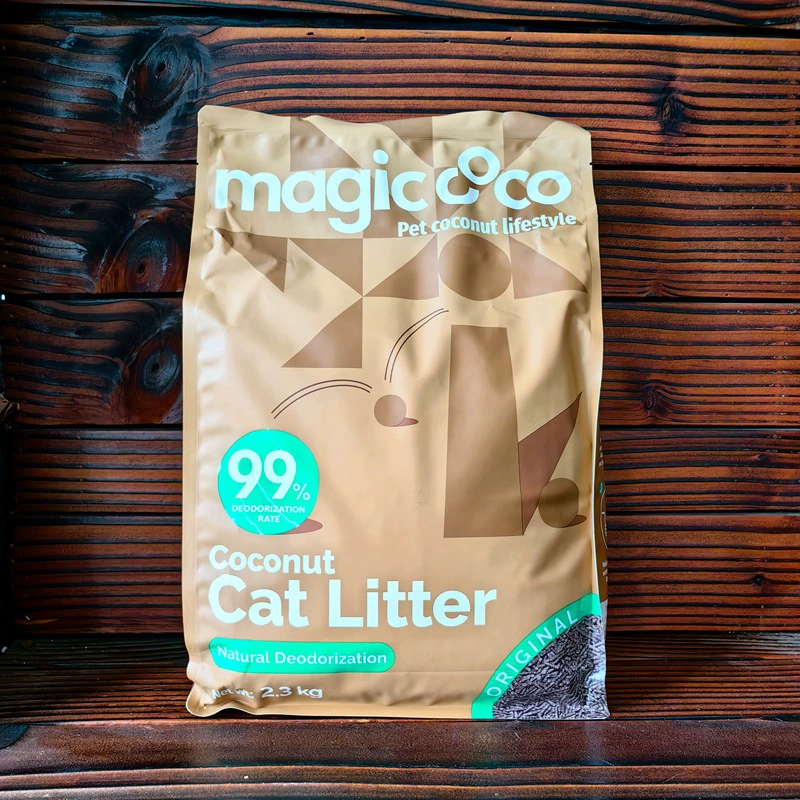 Наполнитель для кошачьего туалета Bioline Magic Coconut, кокосовый песок, 2,3 кг, без пыли, моментальное комкование, растительный кофе, дезодорирующий и без запаха