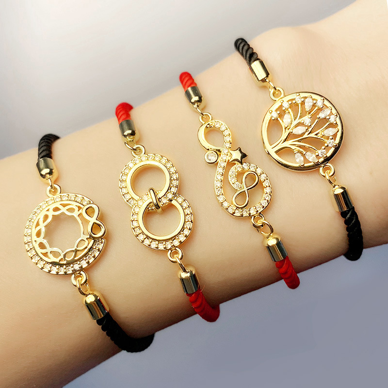 Rote Schnur Baum Des Lebens Diamant Armband display picture 3