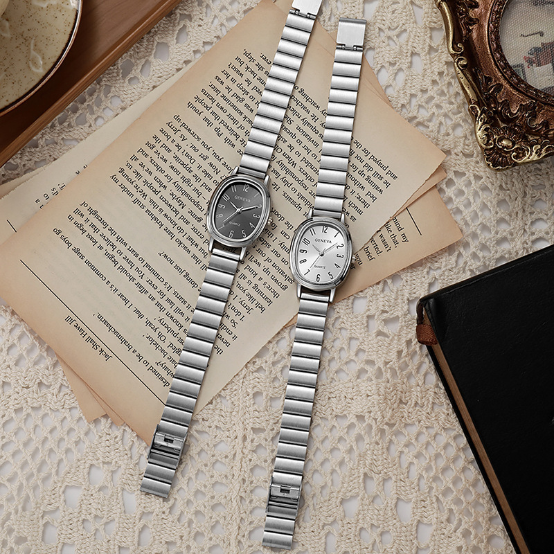 Nuevo estilo transfronterizo de aleación de bambú de acero con caja ovalada Reloj digital árabe Venta directa de fábrica Reloj de cuarzo