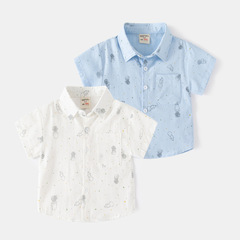 Children's short-sleeved shirt wholesale 2023 summer new style Korean style boys loose shirt baby casual top trendy