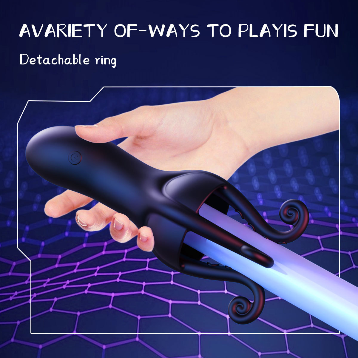Tentacle Vibrating Penis Trainer Ring with 10 Frequencies and Tongue-Licking Prostate Stimulation — detail image 6