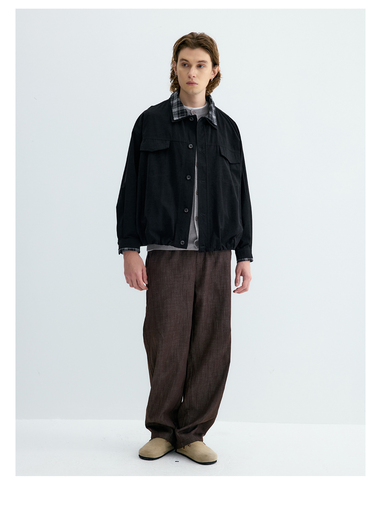 UNF Plaid Layered-Look Oversized Jacket