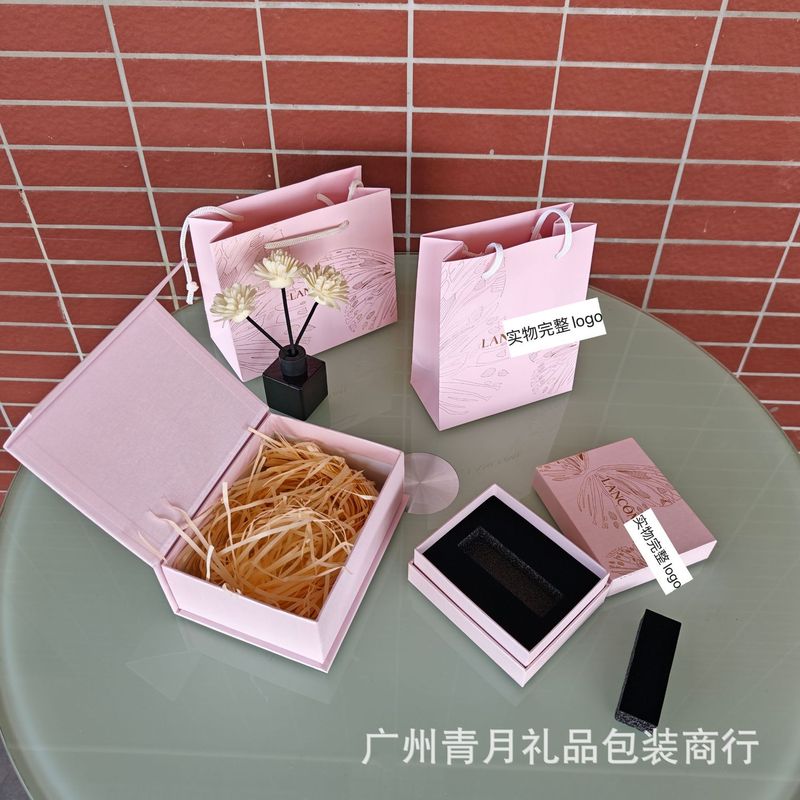 兰家粉色蝶吻翻盖口红包装盒空盒手提袋情人节礼袋|undefined