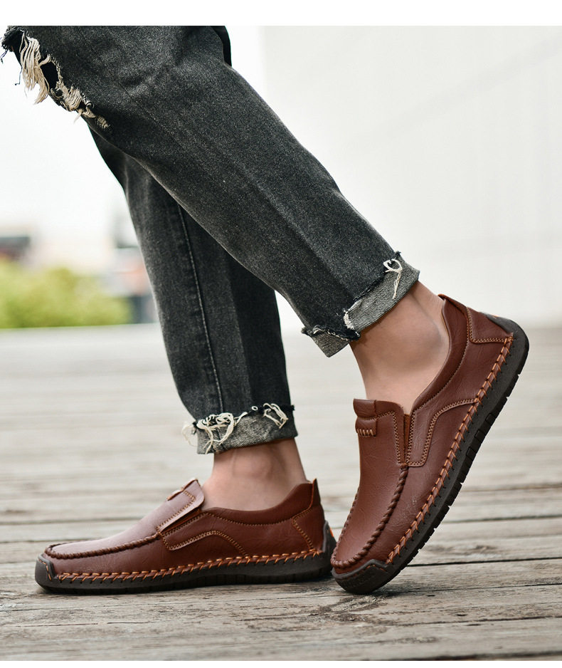 Giày lười nam da PU thoáng khí mũi tròn đế cao su — F9917 Kaki, F9917 màu nâu nhạt, F9917 màu nâu sẫm, F9917 màu xám chi tiết 17