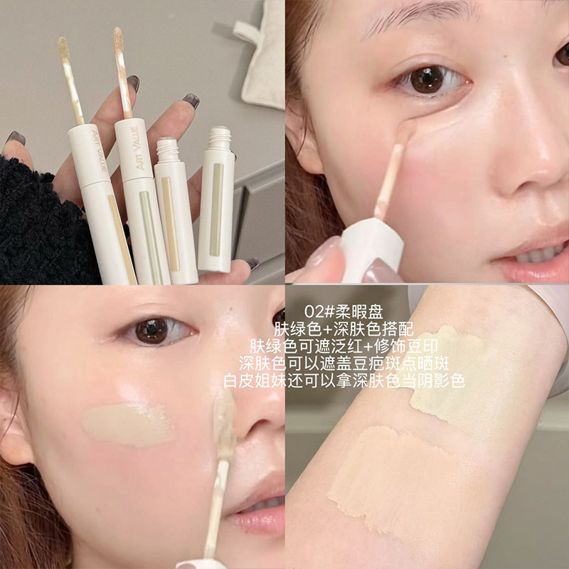 Art Value Light Shadow Double Head Concealer Liquid Facial Brightening Concealer Hydrating No-Stick Powder Concelador de maquillaje impermeable