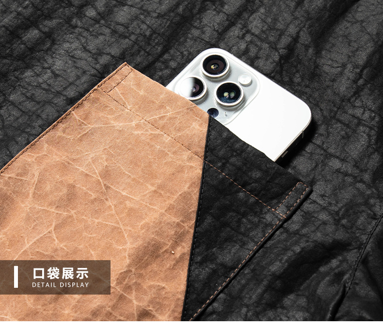 Áo sơ mi nam ngắn tay cổ đứng chất liệu lụa tơ tằm họa tiết vân rùa — Màu đen G6068 chi tiết 20