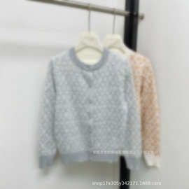 25秋冬新款南油高定L驴+气质名媛经典撞色老花圆领针织开衫外套女