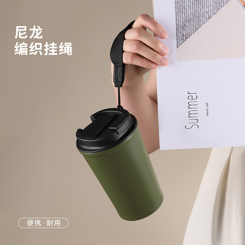 Taza de café de nuevo modelo para viajes transfronterizos, taza térmica de acero inoxidable 304, taza de viaje portátil, taza de agua fría con aislamiento térmico, taza portátil para coche
