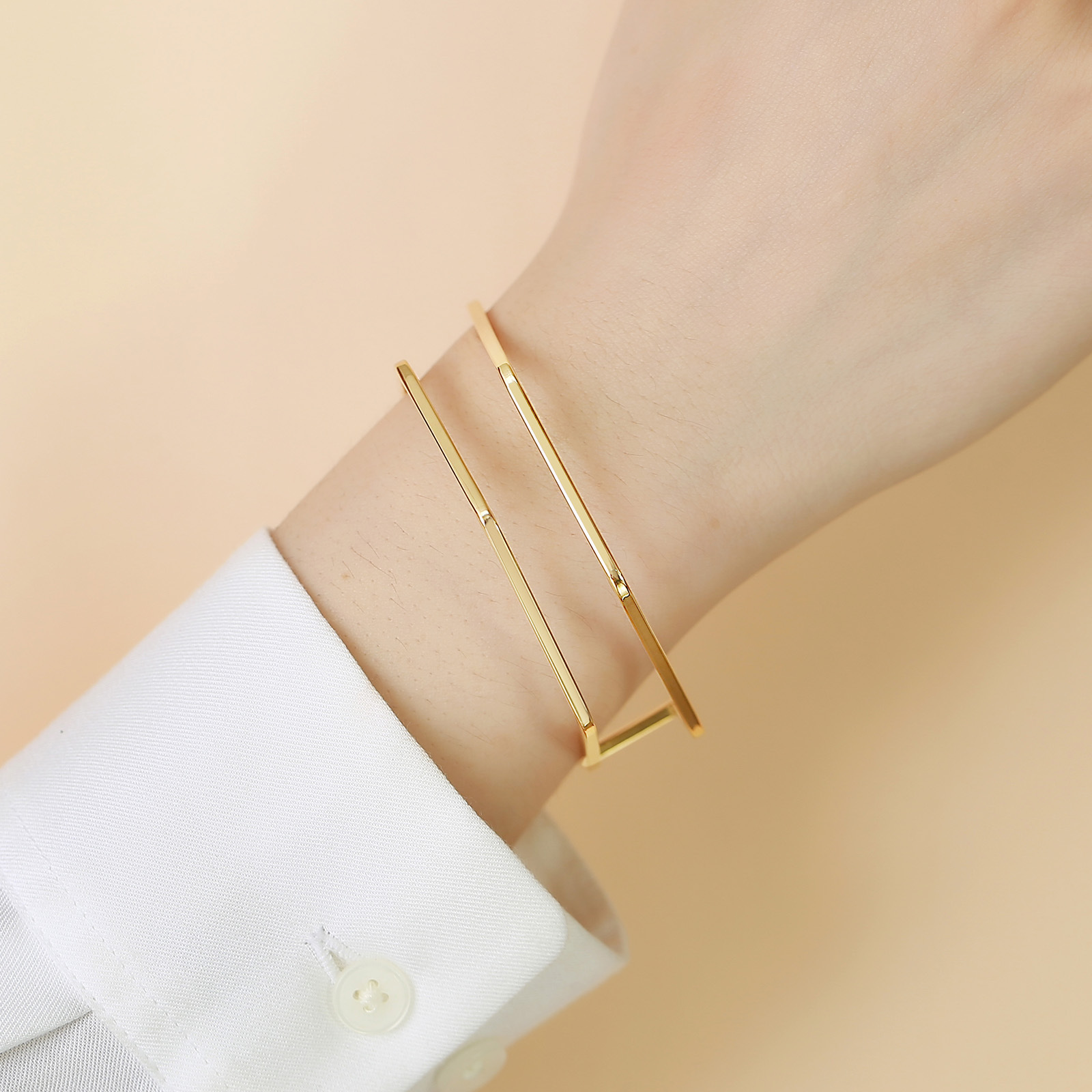 1 Piece Simple Style C Shape Metal Plating Hollow Out Gold Plated Womenu0027S Bangle