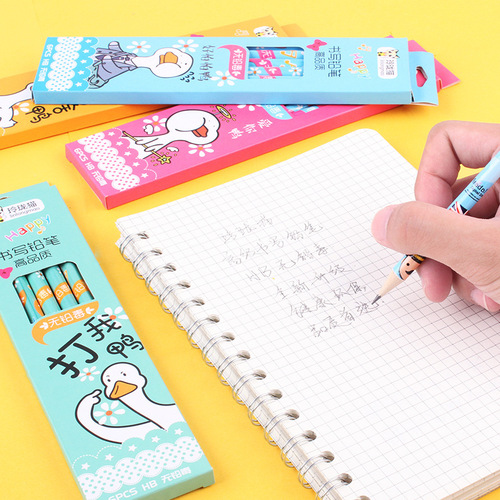 Children's cartoon boxed pencils, 6 boxed pencils for primary school students, cute writing, painting and sketching pencils wholesale