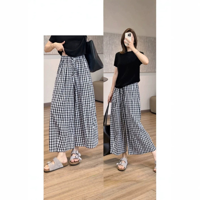 Summer Ultra-Thin Lightweight Plaid Pants! Supportive, Stylish, Breathable Thin Cotton Harem Pants, 8/10 Length Pants, Skirt Pants, Wide-Leg Pants for Women Summer Ultra-Thin Lightweight Plaid Pants! Supportive, Stylish, Breathable Thin Cotton Harem Pants, 8/10 Length Pants, Skirt Pants, Wide-Leg Pants for Women
