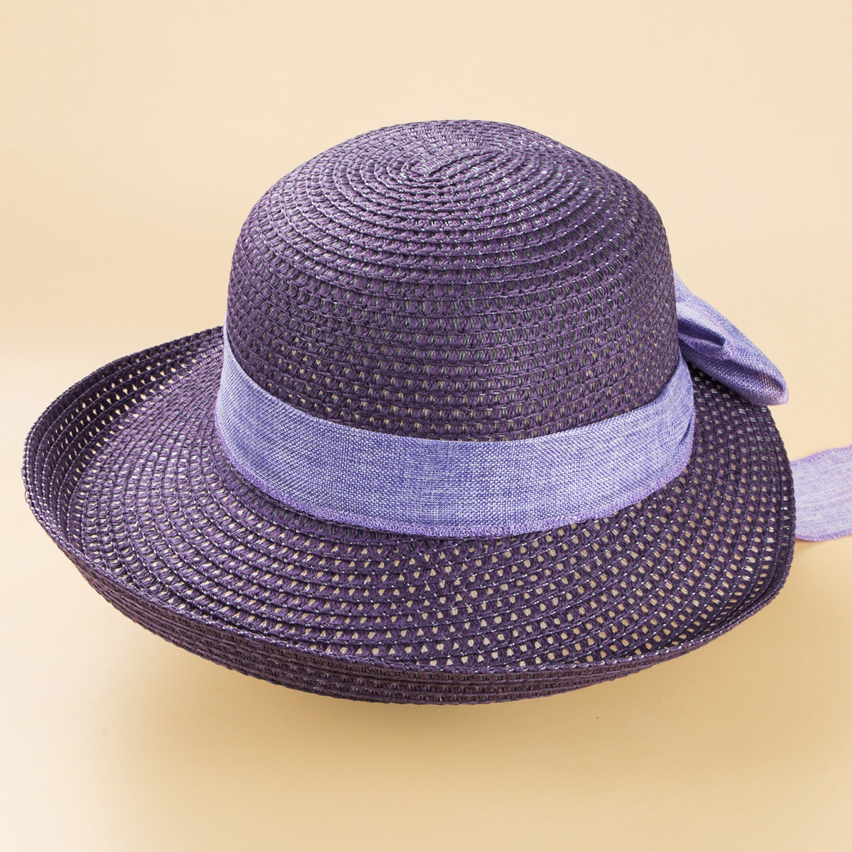 2022 New Fashion Bow Ribbon Straw Sun Protection Beach Hat For Women display picture 2