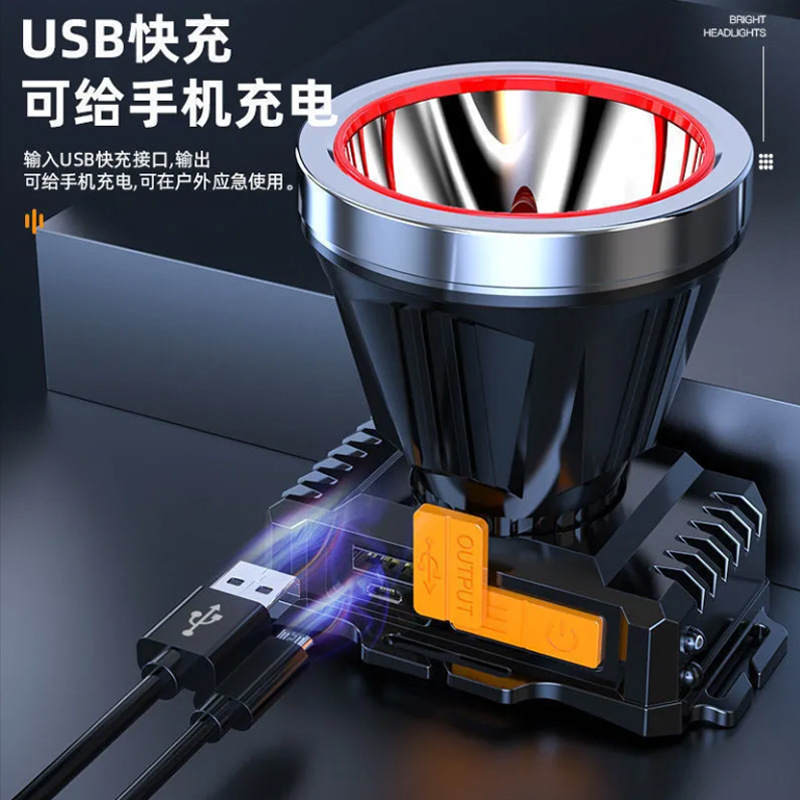 Linterna de inducción transfronteriza LED fuerte luz de largo alcance cabeza desgaste al aire libre multi-función recargable linterna de la lámpara de minero al por mayor