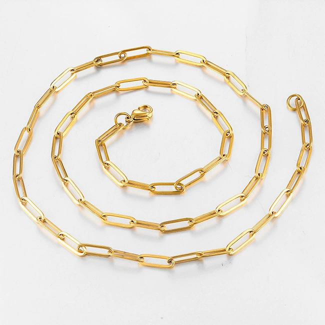 Ins Европейский и американский популярный браслет-цепочка из нержавеющей стали с прямоугольной цепочкой Горячие продажи взрывного стиля бумажное ожерелье с цепочкой из зажима