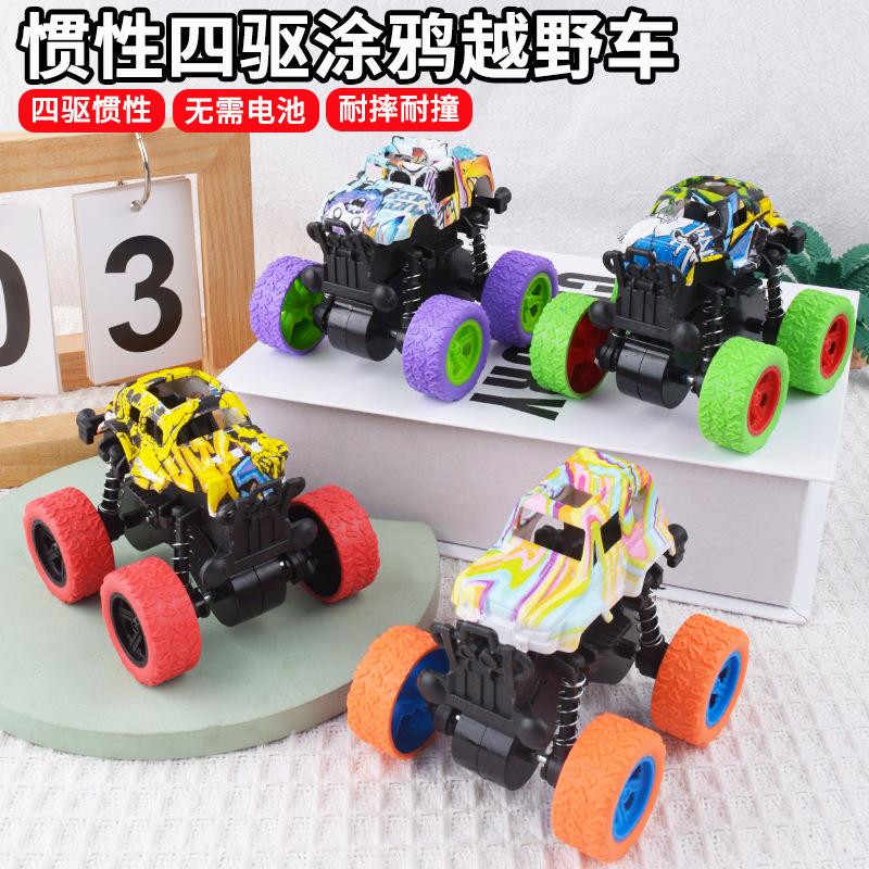 Inercia cuatro tracción graffiti coche todoterreno juguete coche de niños modelo de simulación coche de acrobacias de caída al por mayor