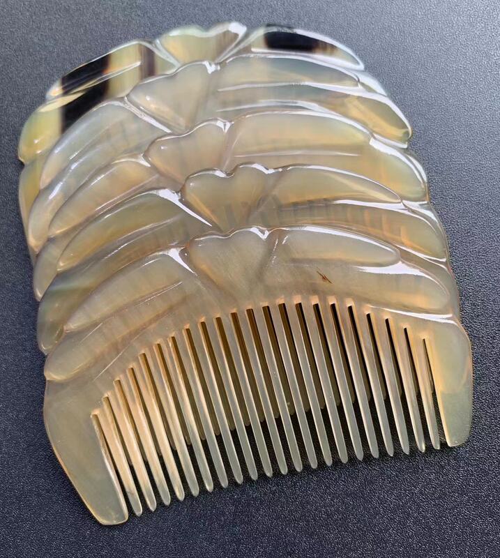 自然ヤク角月形櫛牛角の美しい花型半円櫛彫刻櫛牛角櫛メーカー卸売り|undefined