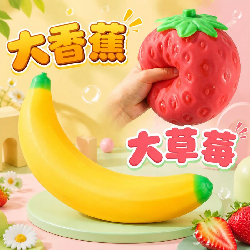 Giant Banana-Shaped Stress Relief Toy, Realistic Strawberry Squishy Toy, Cross-Border Hit Product, Super Large Fruit Squeeze Toy with Slow Rebound Giant Banana-Shaped Stress Relief Toy, Realistic Strawberry Squishy Toy, Cross-Border Hit Product, Super Large Fruit Squeeze Toy with Slow Rebound