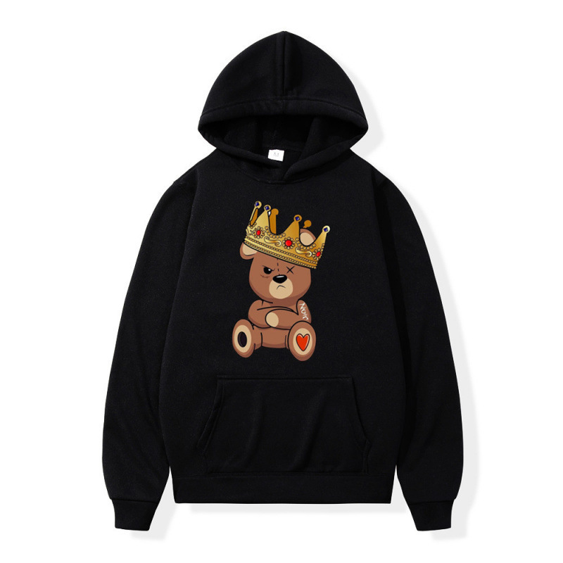 Foreign Trade Autumn and Winter Men's Casual Cartoon Teddy Bear Print Hooded Sweatshirt, Sweatshirt with Hood, Custom-Made from Your Image