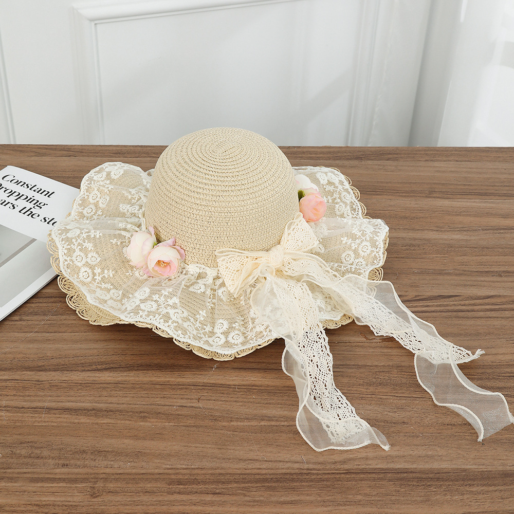 Sombrero paja ala ancha con lazo verano