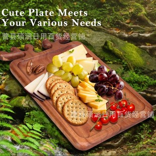 Manufacturer Wooden Tray Christmas Decoration Dessert Cake Tray Household Fruit Solid Wood Antler Tray Wooden Tray