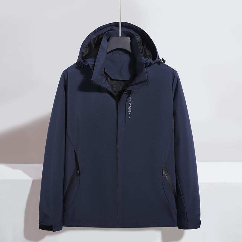 Suministro transfronterizo puesto en la acción más el tamaño de la chaqueta de los hombres al aire libre montañismo chaqueta rompevientos abrigo de color sólido fábrica al por mayor