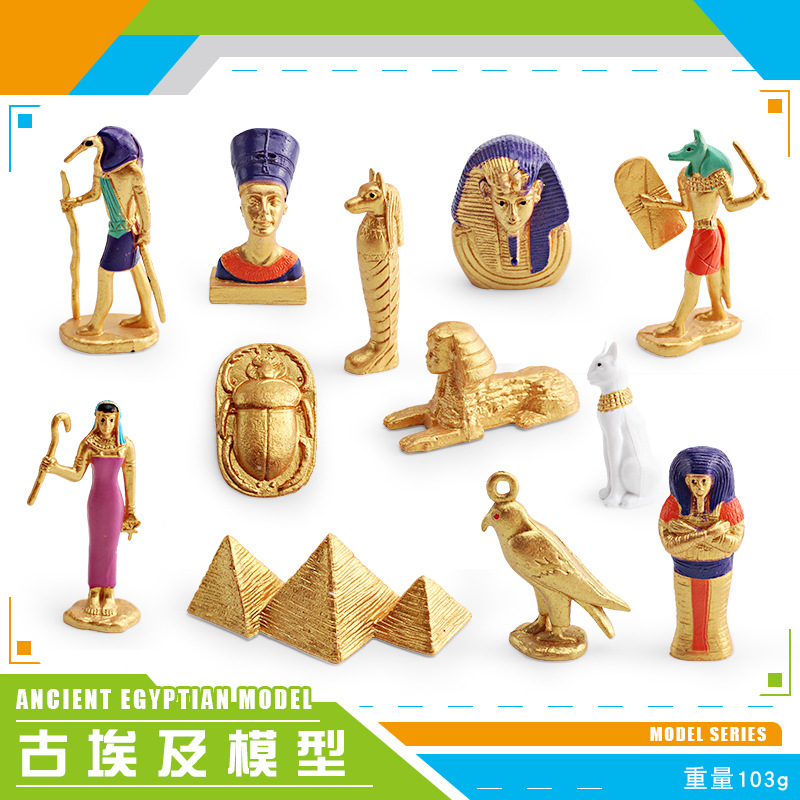 Transfronterizo simulación antiguo Egipto reina leopardo cabeza personal Dios pirámide esfinge momia caja modelo adornos