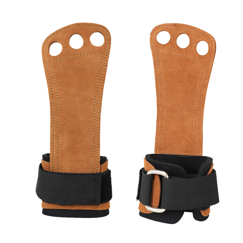 Fitness protección de la palma levantamiento de pesas solo barras paralelas guantes tirón duro pull-up protección de la palma no es fácil deslizar correa de refuerzo de piel de vaca
