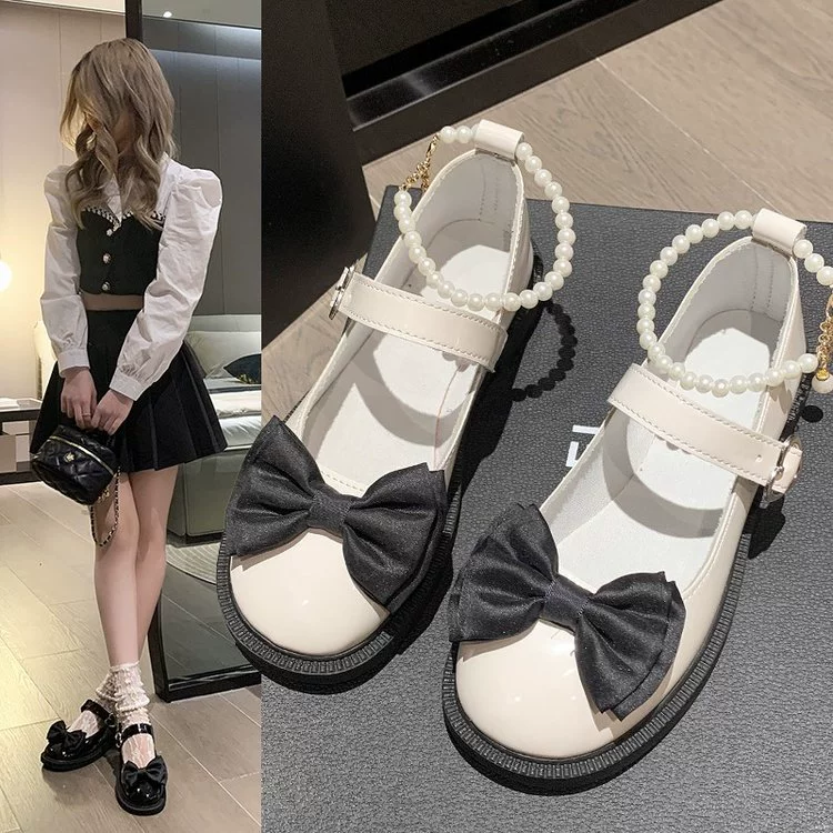 Ретро Мэри Джейн Лоферы женские 2023 новые маленькие кожаные туфли с пряжкой из бисера Повседневная модная обувь Джокера