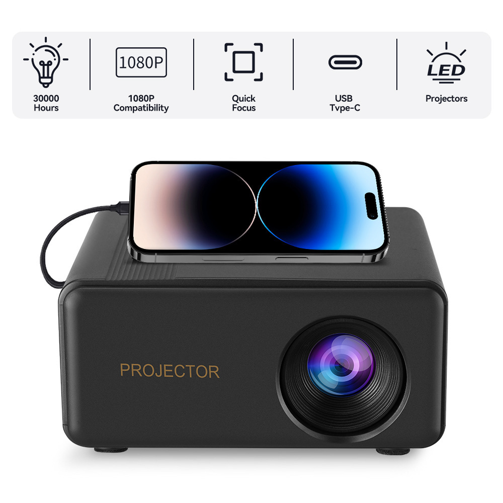 Cross-Border New Projector Home Clear Wall Small Mini Mobile Phone Wireless Portable Micro Office Projector