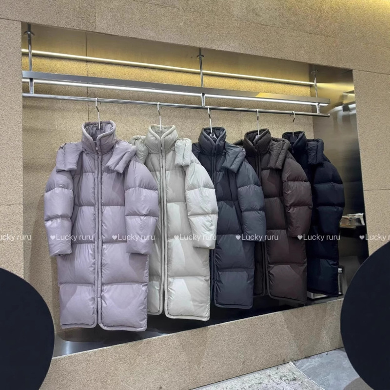 921港风冬季时尚棉衣长款过膝加厚棉服女连帽宽松御寒保暖外套潮|undefined