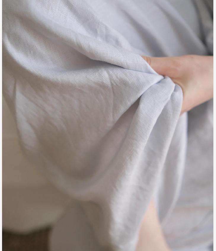 Quần ống rộng vải lanh phối sợi cotton dáng suông rủ nhẹ phong cách lão tiền — màu hồng, Xanh da trờicolor chi tiết 5