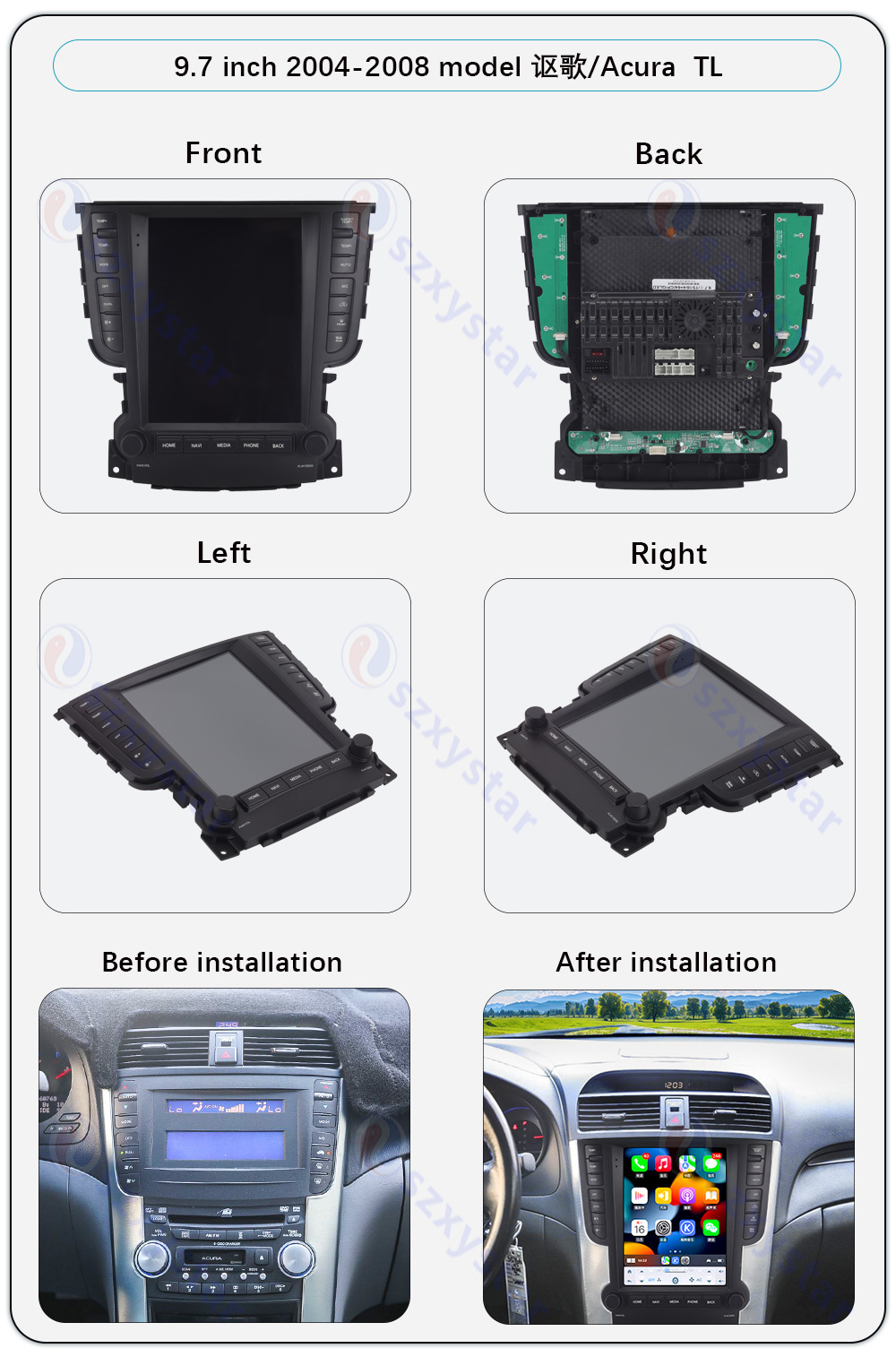 Suitable for 9.7-Inch 04-08 Acura Tl Modified Large Vertical Screen Wireless Carplay Car Navigation System