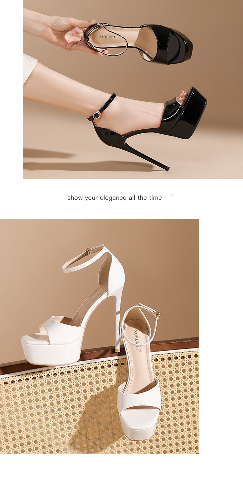 Giày sandal cao gót hở mũi quai một chữ, gót nhọn 12 cm, thoáng khí — Hình khỏa thân-12cm chi tiết 7